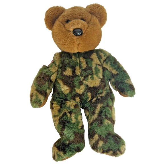 TY Hero the Camouflaged Bear Beanie Buddy US Flag Patriotic Stuffed Animal Toy - Picture 6 of 9